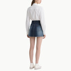Chic Women's White Shirt & Denim Skirt Set Classic Versatile