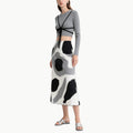 Elegant Two Piece Set Cropped Bow-Knot Top & Abstract High Waist Skirt