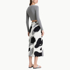Elegant Two Piece Set Cropped Bow-Knot Top & Abstract High Waist Skirt