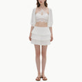 Elegant White Lace Cami & Ruffled Skirt Set