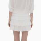 Elegant White Lace Cami & Ruffled Skirt Set