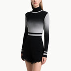 Women's Knit Gradient High-Neck Top & Raw Hem Shorts Set