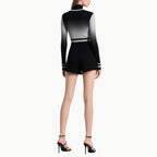 Women's Knit Gradient High-Neck Top & Raw Hem Shorts Set