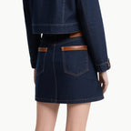 Women's Vintage Denim Two-Piece Set Cropped Jacket & A-Line Skirt
