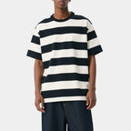 Striped Men's Casual Loose T-shirt Summer Round Neck Breathable Sports Short-sleeved Top