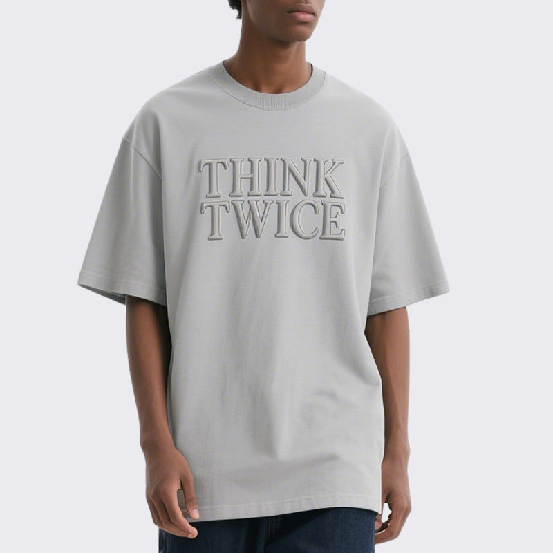 Pullover Crew Neck T-shirt for Men Drop Shoulder Streetwear