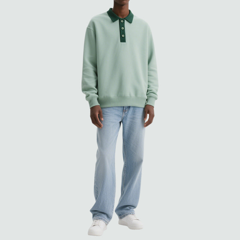 Men'S Polo Collar Long Sleeve Sweatshirt
