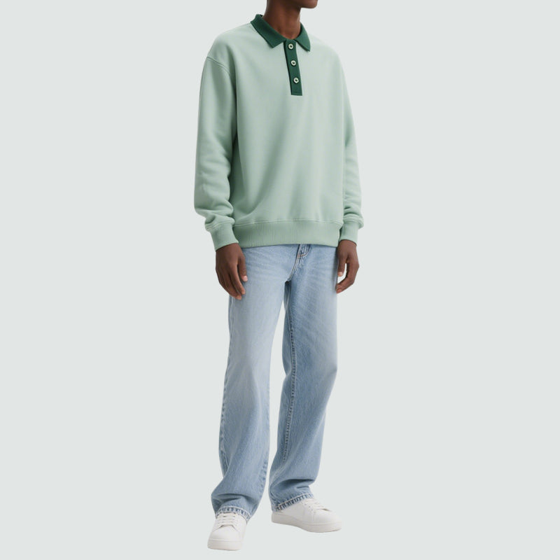 Men'S Polo Collar Long Sleeve Sweatshirt