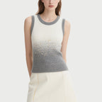 Gray and White Gradient Sequin Knitted Vest