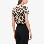 Leopard Print Short-Sleeved Crew Neck T T-Shirt