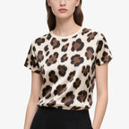 Leopard Print Short-Sleeved Crew Neck T T-Shirt