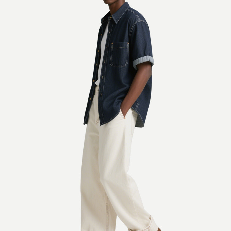 Denim Casual Men's Short Sleeve Shirts