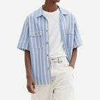 Vertical Striped Summer Men's Short Sleeve Shirts
