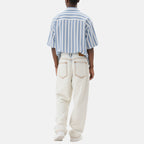 Vertical Striped Button Men's Short Sleeve Shirts