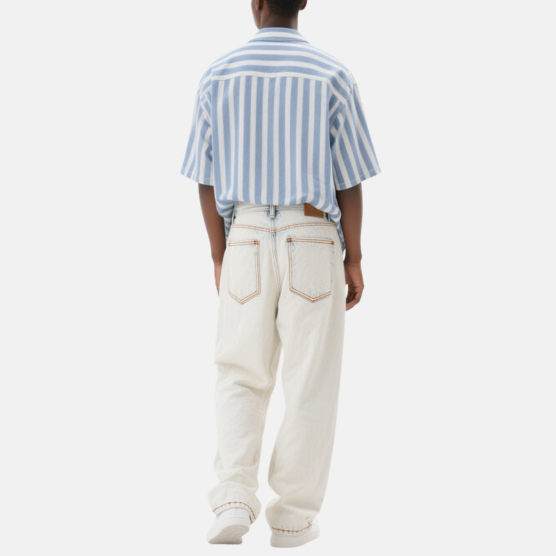 Vertical Striped Button Men's Short Sleeve Shirts