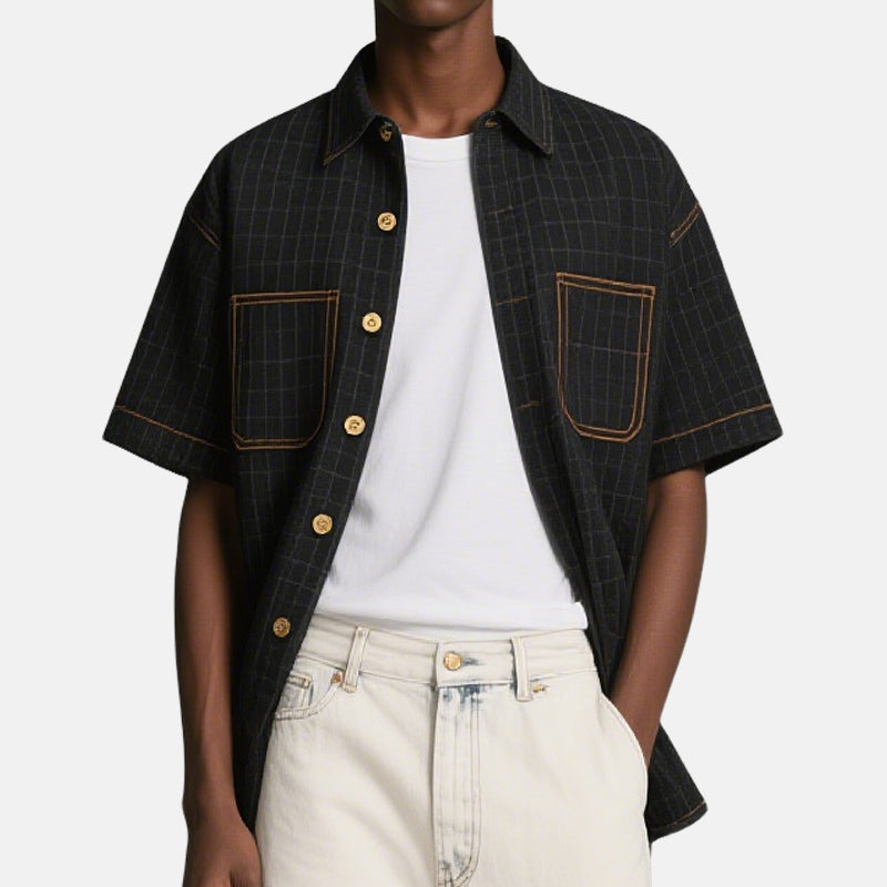 Men's Plaid Casual Short Sleeve Shirts