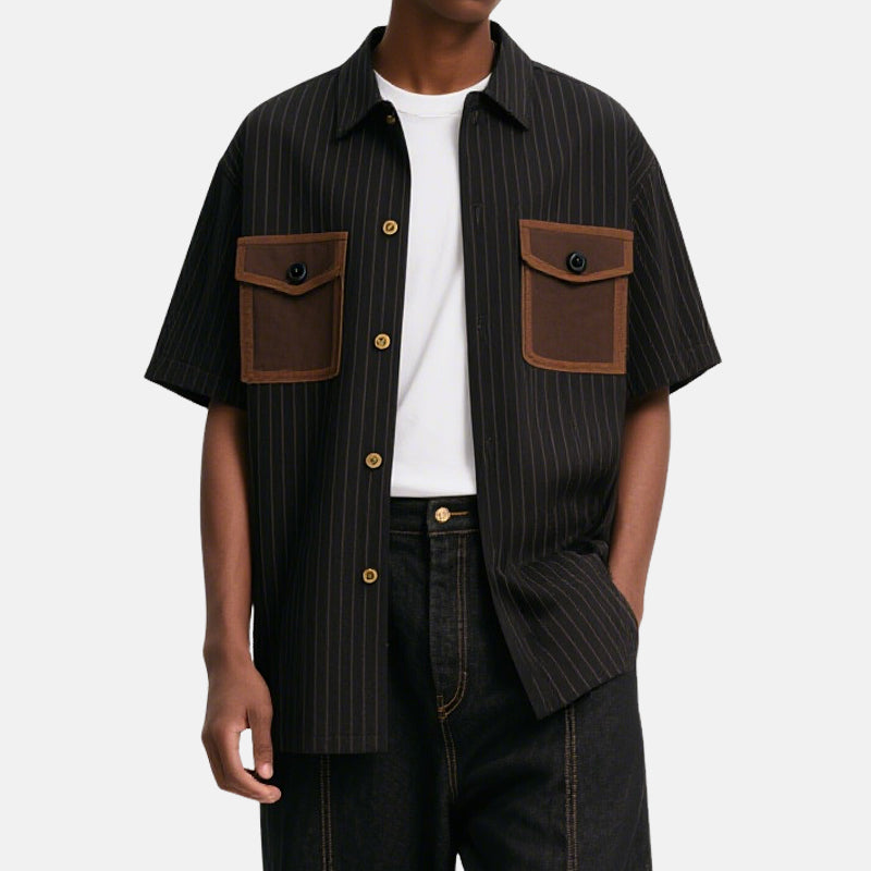 Men's Vertical Striped Classic Short Sleeve Shirts