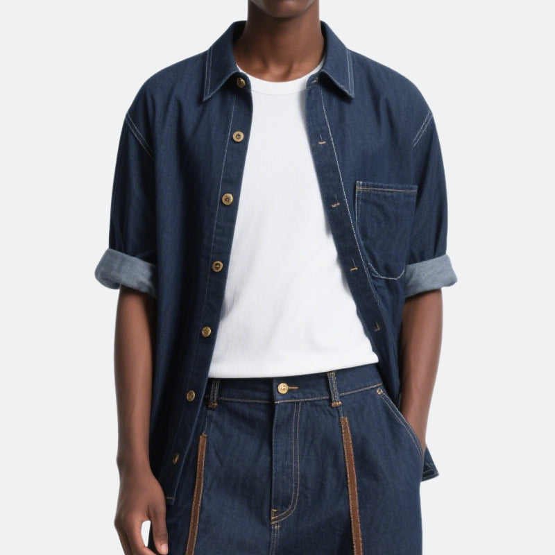 Men's Classic Denim Short Sleeve Shirts