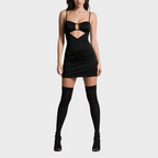 Fashionable Sexy Pink Suspender Hollow Slim Dress for Women