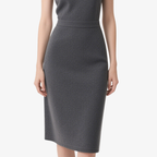 Elegant Temperament Grey V-Neck Knitted Slim Dress for Women