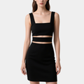 Fashionable Sexy Black Square-Neck Hollow Slim Short Skirt for Women