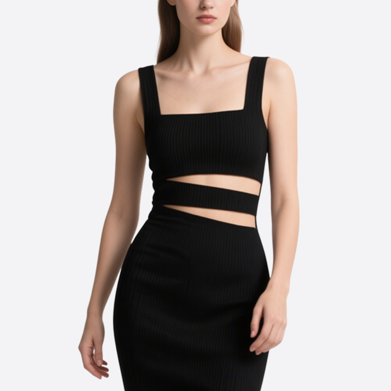 Fashionable Sexy Black Slim Slimming Slit Short Skirt for Women