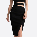 Fashionable Sexy Black Slim Slimming Slit Short Skirt for Women