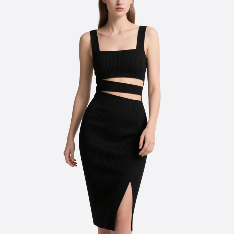 Fashionable Sexy Black Slim Slimming Slit Short Skirt for Women