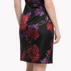 Retro Elegant Black Floral Print Suspender Dress for Women
