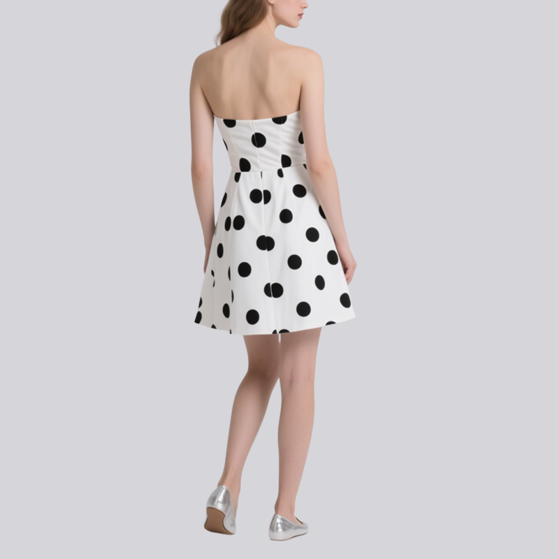 Polka Dot Tube Top Puffy Dress for Women Small Dress Short Skirt