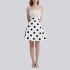 Polka Dot Tube Top Puffy Dress for Women Small Dress Short Skirt