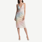 Dreamlike Gradient V-Neck Suspender Slim Dress for Women