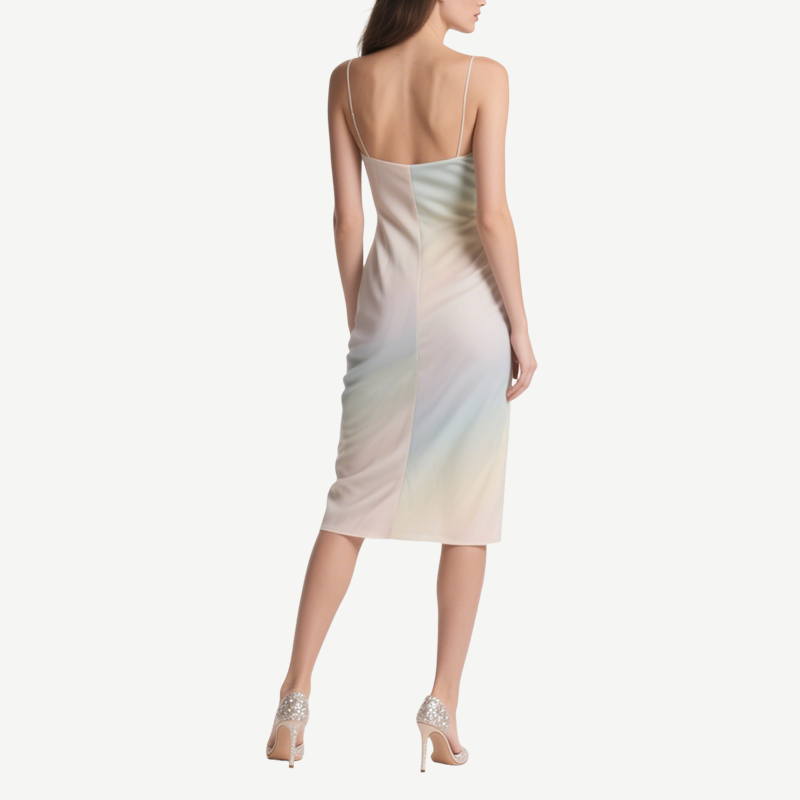 Dreamlike Gradient V-Neck Suspender Slim Dress for Women