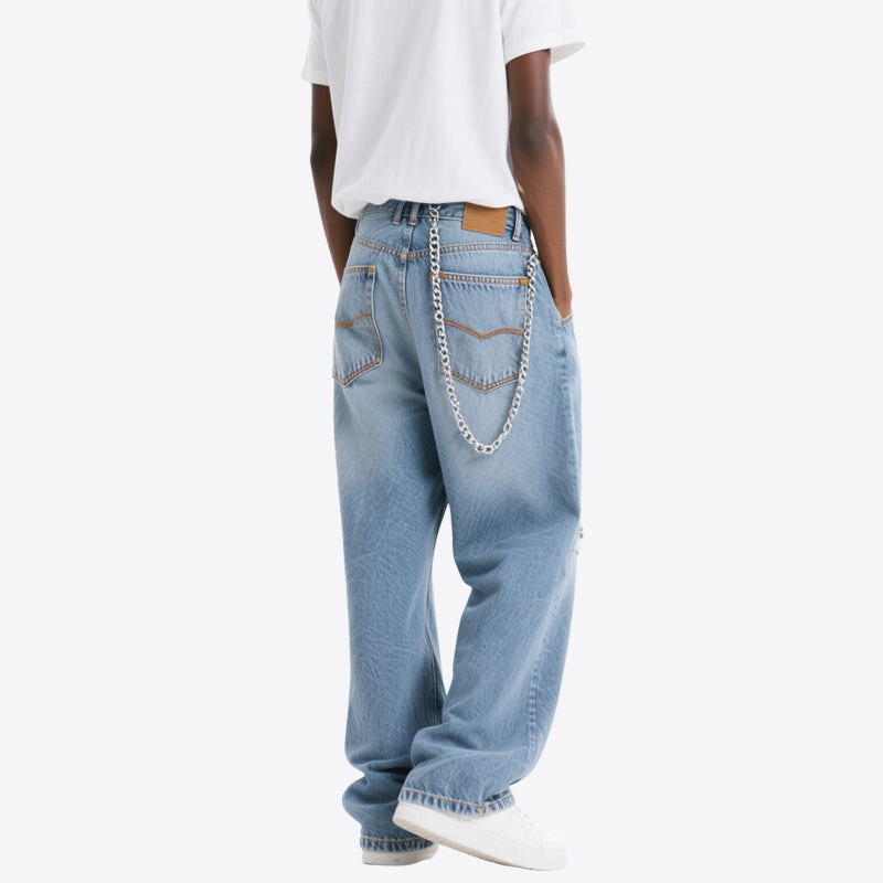 Men's Ripped Blue Jeans Street Style Trousers