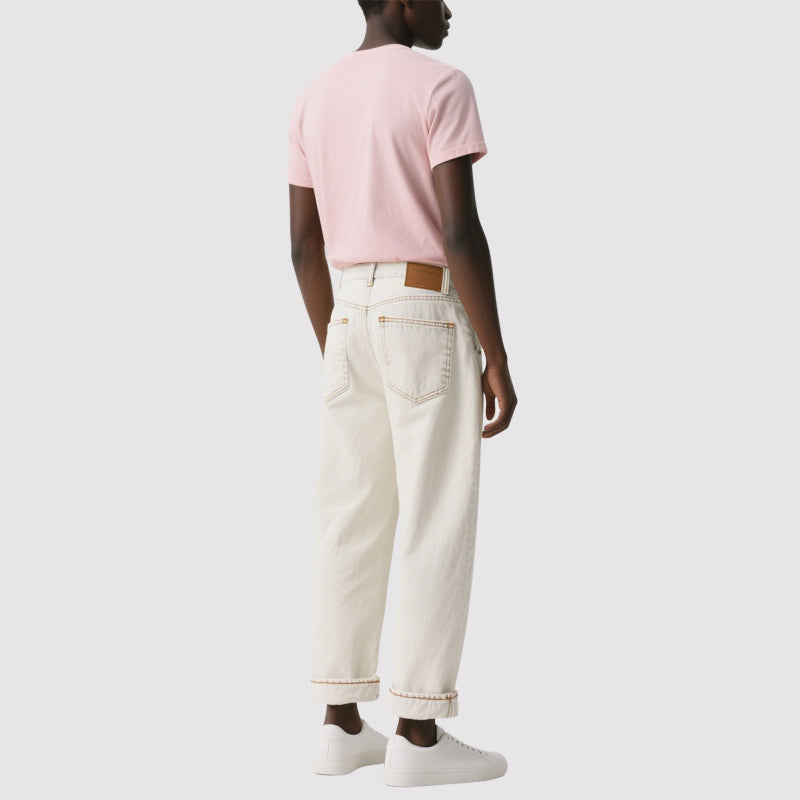 Men's Classic White Jeans Straight Loose Trousers
