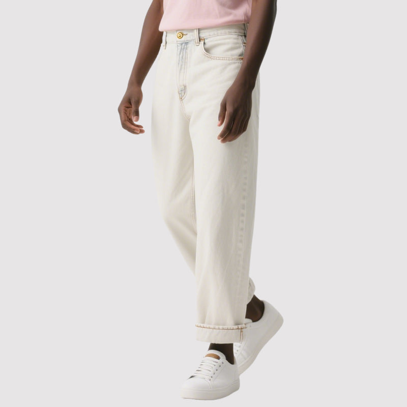 Men's Classic White Jeans Straight Loose Trousers