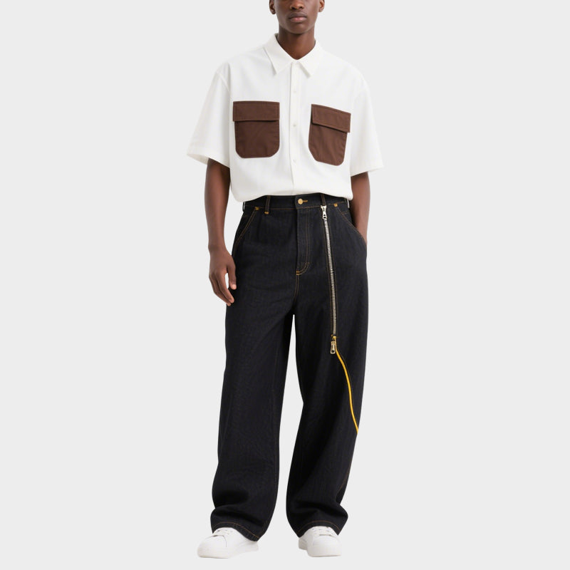 Men's Unique Design Jeans with Zipper Decoration