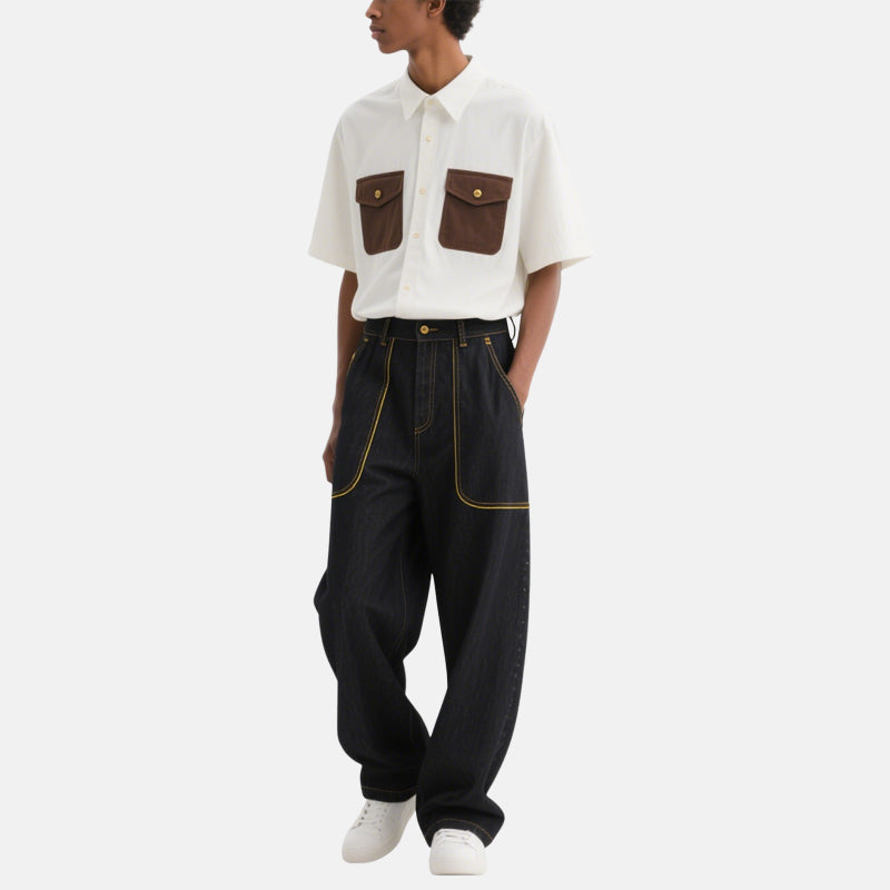 Men's Retro Jeans with Big Pockets