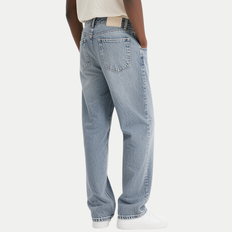 Men's Fashion Trend Trousers Washed Blue Jeans