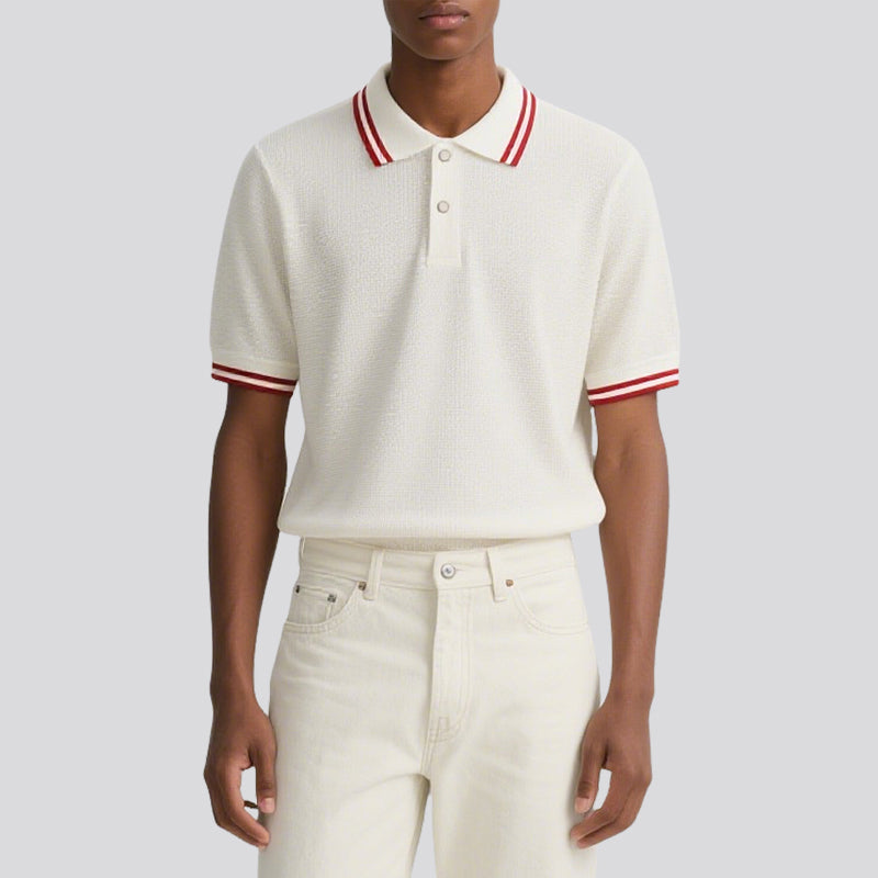 Fashion Short-sleeved Polo Knitted Shirt Men Chic Top