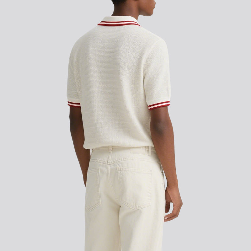 Fashion Short-sleeved Polo Knitted Shirt Men Chic Top
