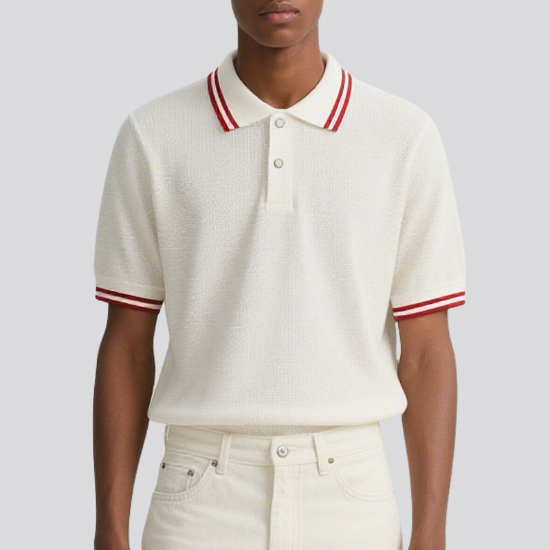 Fashion Short-sleeved Polo Knitted Shirt Men Chic Top