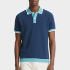 Summer Short Sleeve Knit Sweater Contrast Men's Button Knitted Polo T-shirt