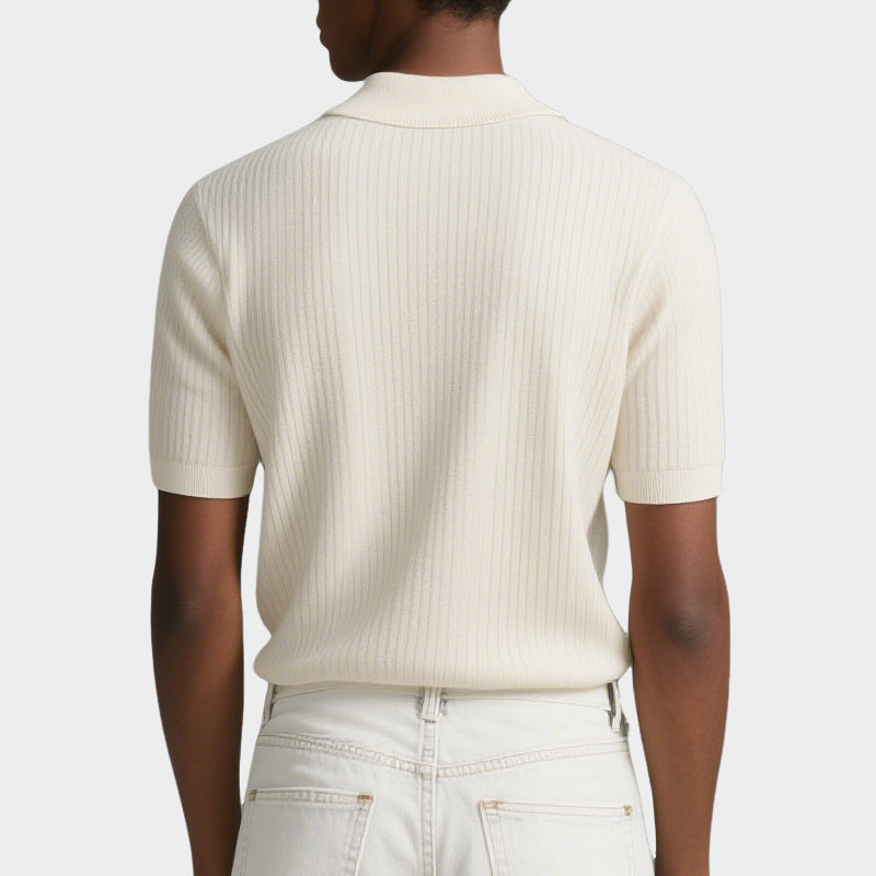 Short Sleeve Striped Knitted Polo Shirt for Men