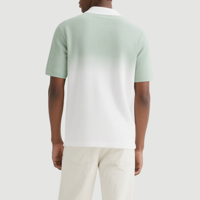Summer Men's Casual Polo Shirt Fashion Texture Striped Knitted Polo Shirt