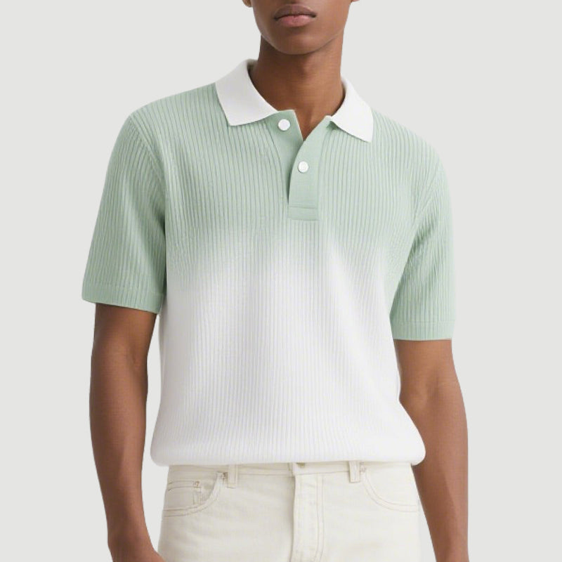 Summer Men's Casual Polo Shirt Fashion Texture Striped Knitted Polo Shirt