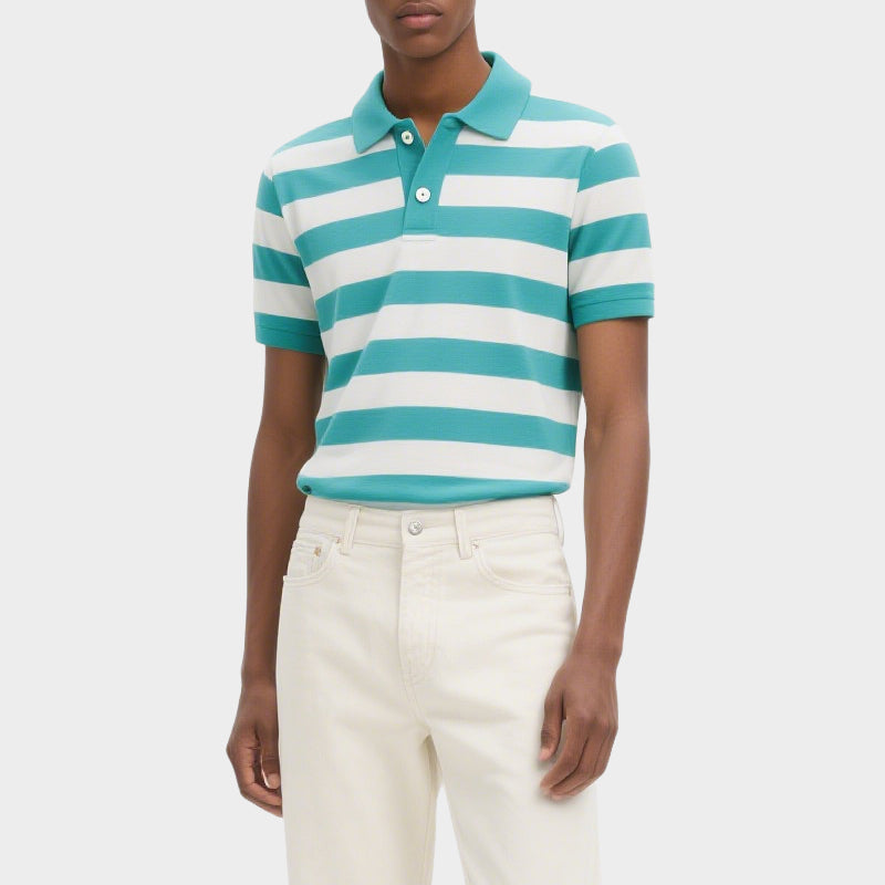 Men's Polo T-shirt Fashion Sports Striped Polo Shirt Short Sleeve