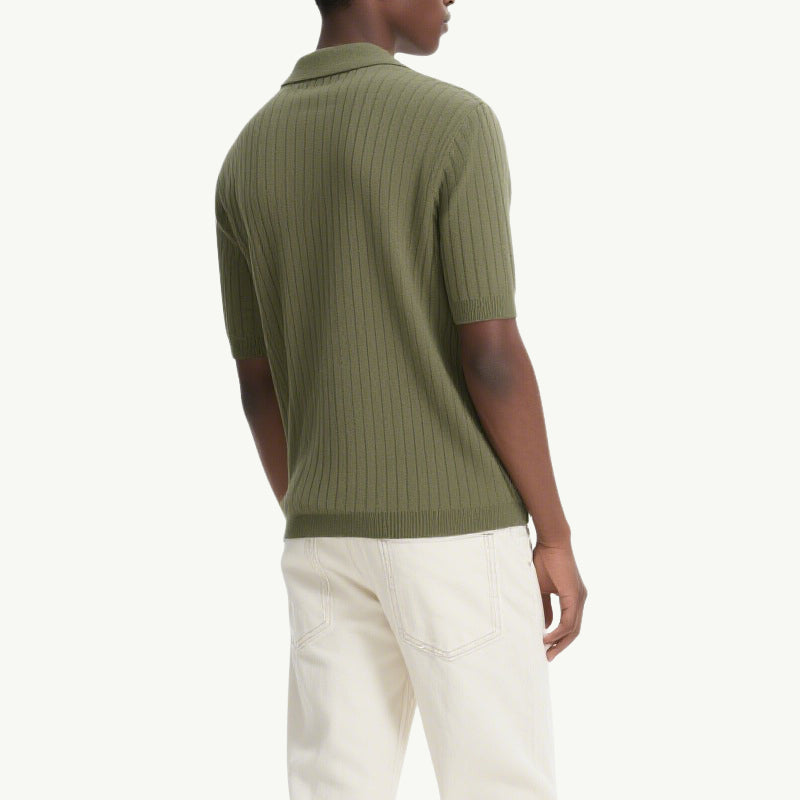 Men's Zipper Polo Shirts Short Sleeve Polo T-shirts Fashion Casual Golf Shirts