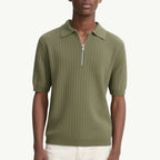 Men's Zipper Polo Shirts Short Sleeve Polo T-shirts Fashion Casual Golf Shirts