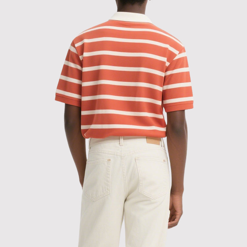 Lapel Collar Polo Shirt Striped Golf Polo Men Short Sleeve Polo Shirt